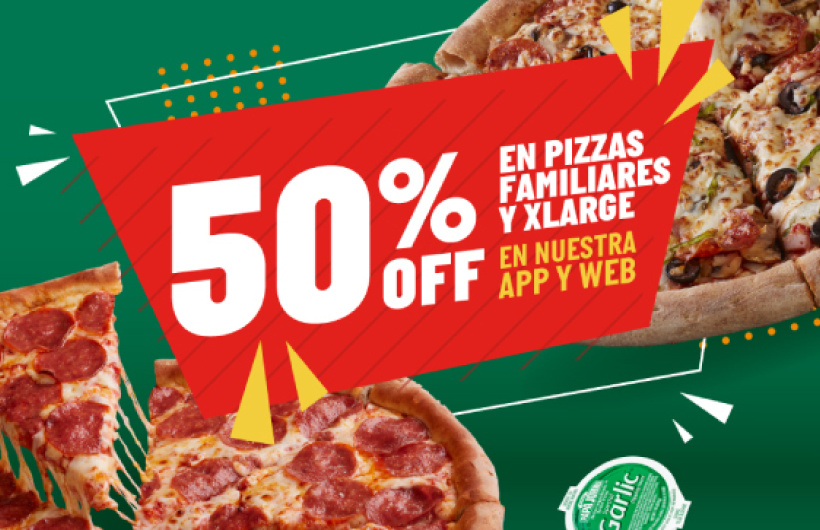 GRATIS: Descuento en Pizzas Familiares y Xtra Large